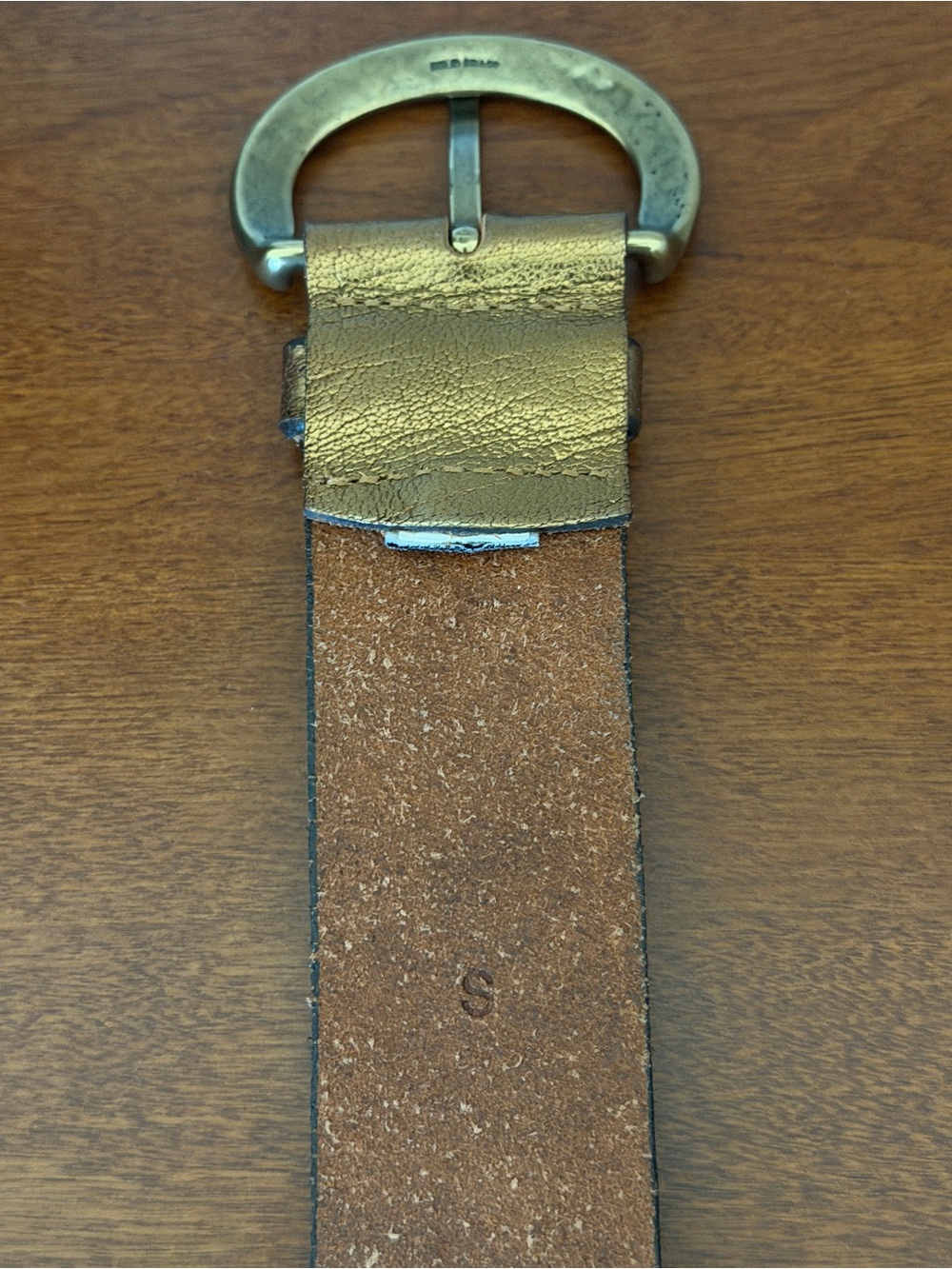 J. Crew Metallic Gold Leather Belt with Brass Buckle - Picture 2 of 2
